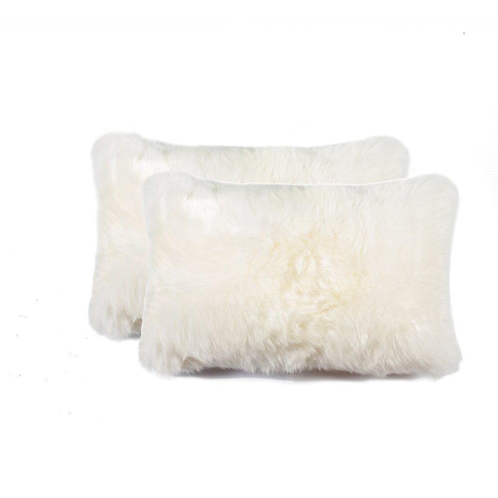 Natural Home Decor New Zealand Sheepskin Pillow | 2-Piece | Natural | 12"x20"
